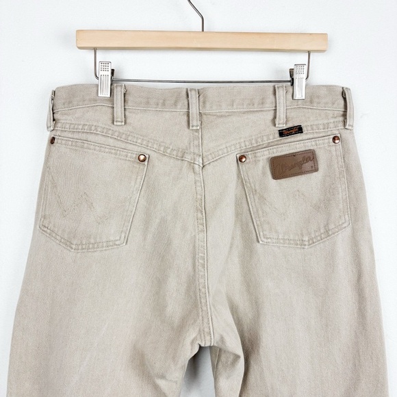 Vintage Wrangler Men’s Khaki Tan Straight Leg Jeans Sz 36x30 - Picture 4 of 9